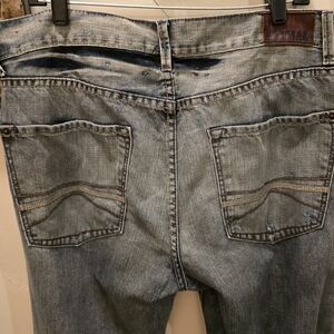 Express Men's Faded Blue Straight Leg Jeans 36x34